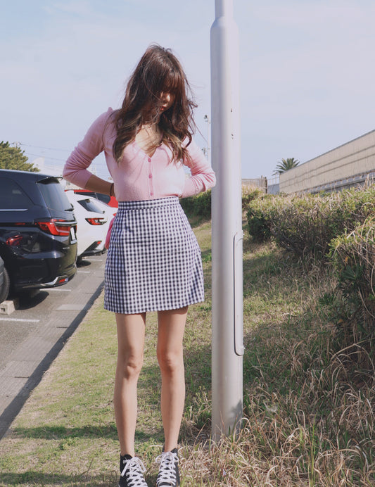 A-line high-waisted short skirt